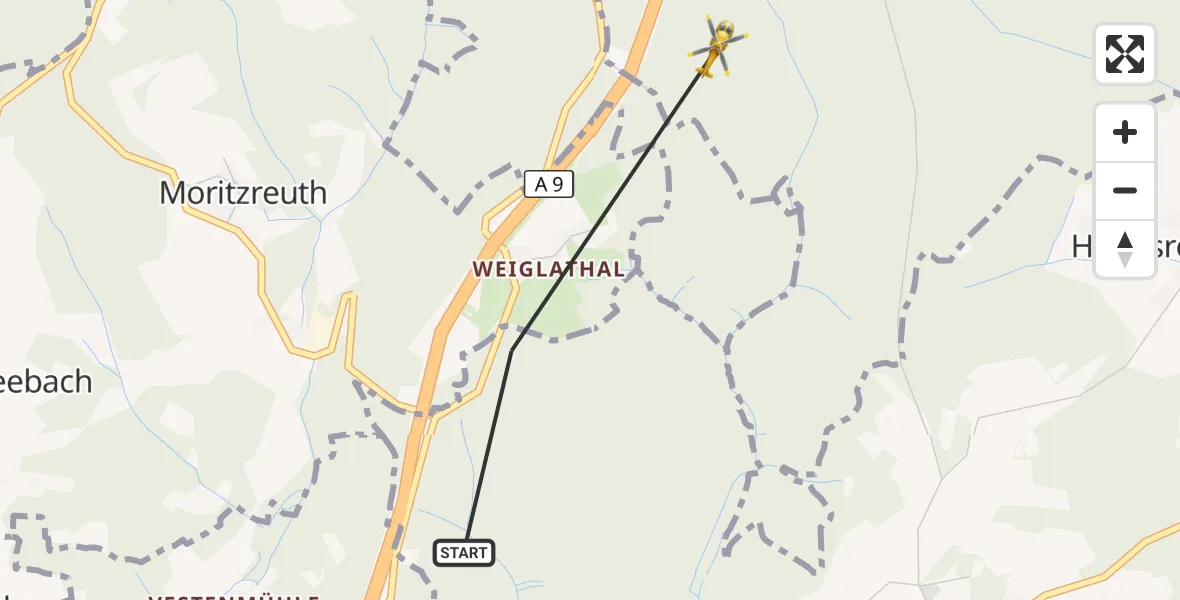 Flugroute Rettungshubschrauber Creußen - Creußen, 16 Oktober 2026, 11:48