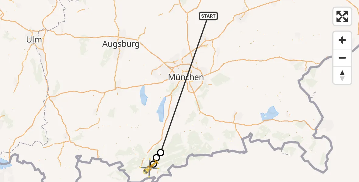 Flugroute Rettungshubschrauber Rudelzhausen - Krün, 16 Oktober 2026, 12:00