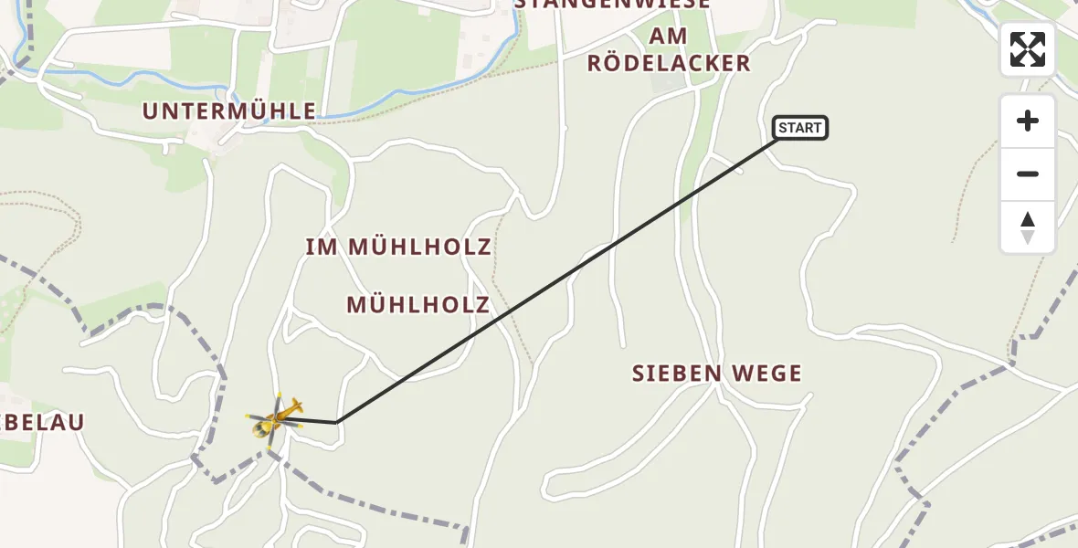 Flugroute Rettungshubschrauber Zöllnitz - Zöllnitz, 16 Oktober 2026, 12:48