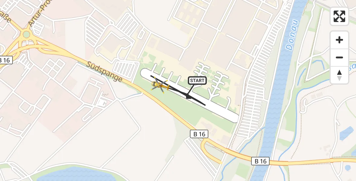 Flugroute Ambulanzhubschrauber Donauwörth Hubschrauberlandeplatz - Donauwörth Hubschrauberlandeplatz, 16 Oktober 2026, 13:07