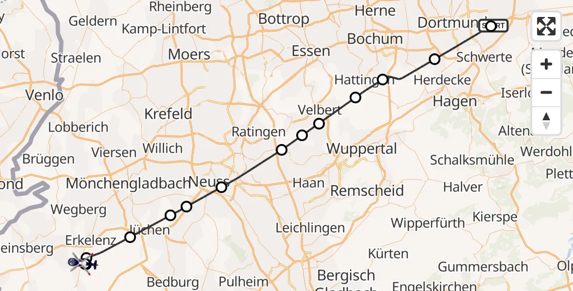 Flugroute Polizeihubschrauber Dortmund Flughafen - Hückelhoven, 16 Oktober 2026, 13:53