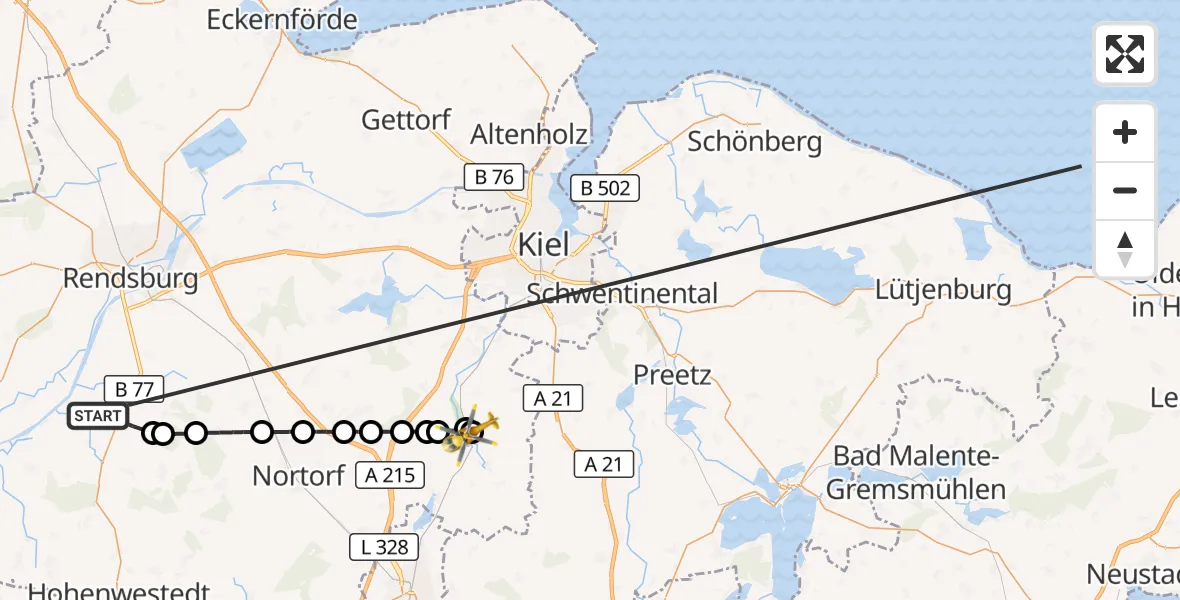 Flugroute Ambulanzhubschrauber Jevenstedt - Reesdorf, 16 Oktober 2026, 14:02