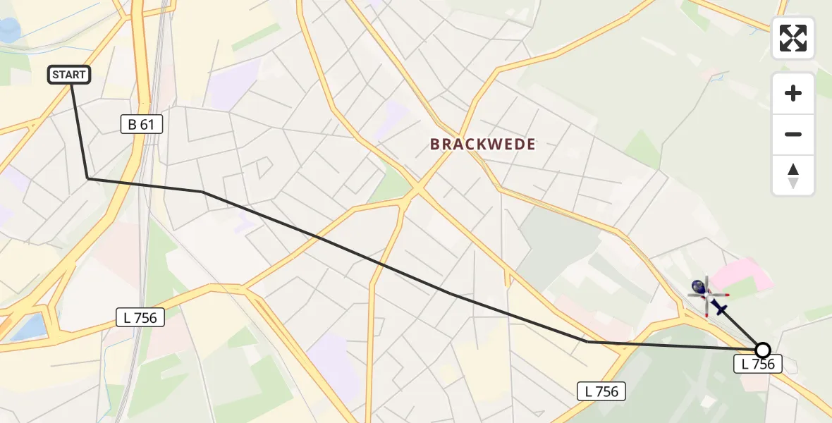 Flugroute Polizeihubschrauber Bielefeld - Luftrettungszentrum Bielefeld, 16 Oktober 2026, 14:15