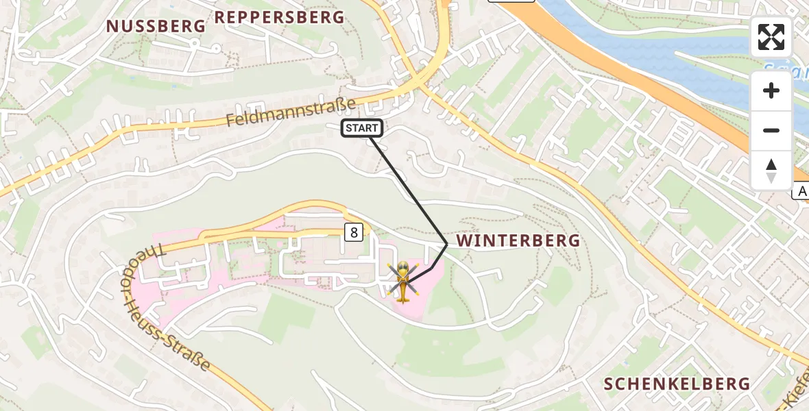 Flugroute Rettungshubschrauber Saarbrücken - Saarbrücken, 16 Oktober 2026, 14:34