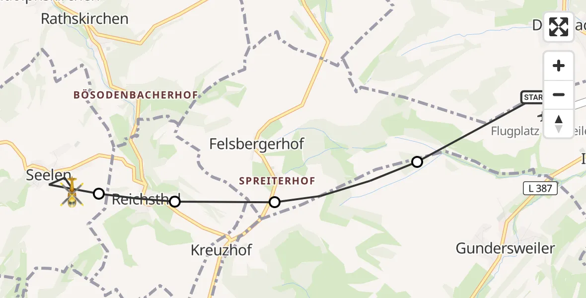 Flugroute Rettungshubschrauber Rockenhausen - Seelen, 16 Oktober 2026, 15:15