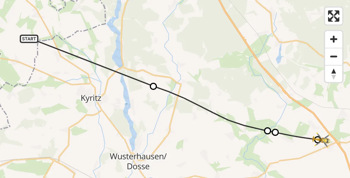 Flugroute Rettungshubschrauber Gumtow - Dabergotz, 16 Oktober 2026, 15:17