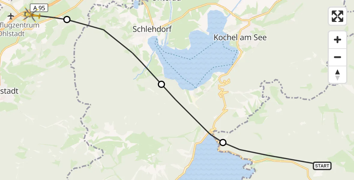 Flugroute Rettungshubschrauber Jachenau - Ohlstadt, 16 Oktober 2026, 15:22