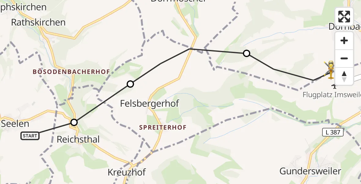 Flugroute Rettungshubschrauber Seelen - Rockenhausen, 16 Oktober 2026, 15:52