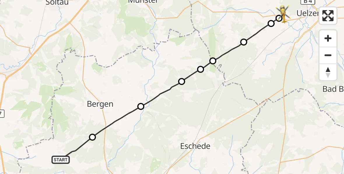 Flugroute Rettungshubschrauber Winsen (Aller) - Uelzen, 16 Oktober 2026, 16:03