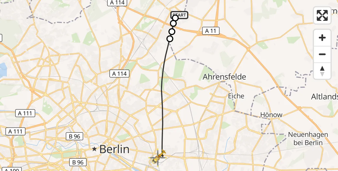 Flugroute Rettungshubschrauber Helios Clinic Berlin-Buch - Berlin, 16 Oktober 2026, 16:23