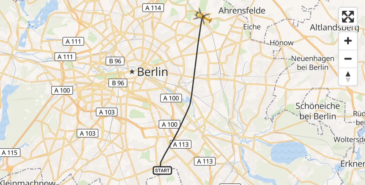 Flugroute Rettungshubschrauber Berlin - Berlin, 16 Oktober 2026, 16:28