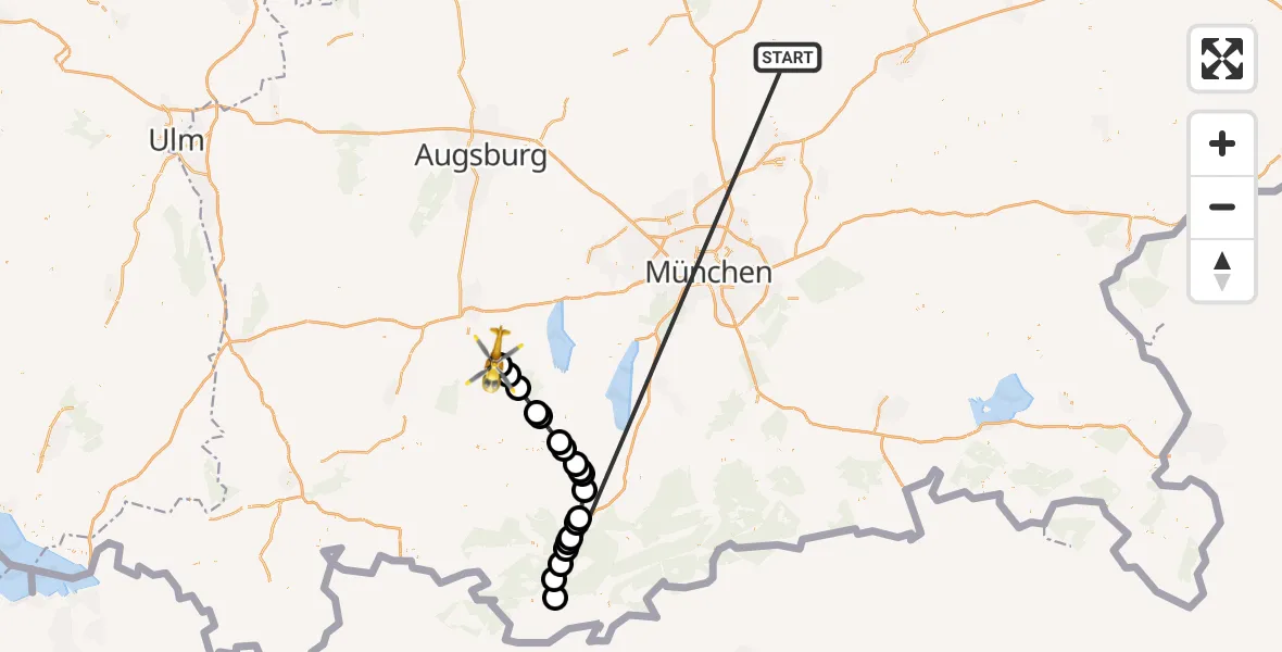Flugroute Rettungshubschrauber Rudelzhausen - Vilgertshofen, 16 Oktober 2026, 17:21
