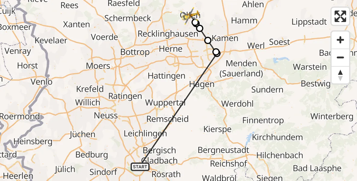 Flugroute Rettungshubschrauber Köln - Olfen, 16 Oktober 2026, 17:30