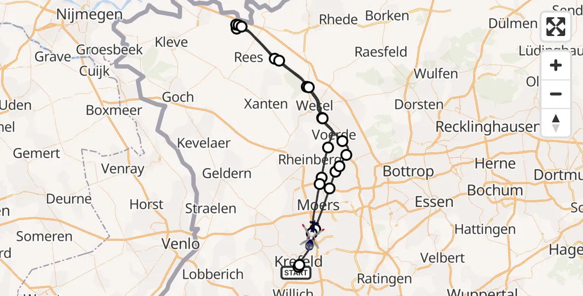 Flugroute Polizeihubschrauber Krefeld - Krefeld, 16 Oktober 2026, 18:09