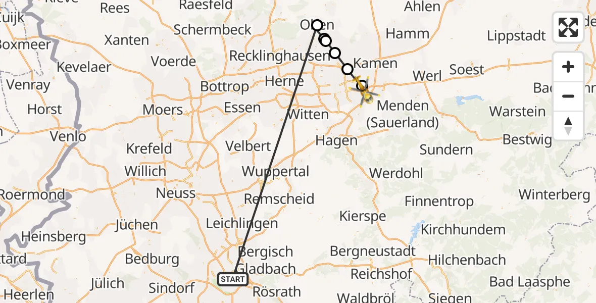 Flugroute Rettungshubschrauber Köln - Dortmund Flughafen, 16 Oktober 2026, 18:41
