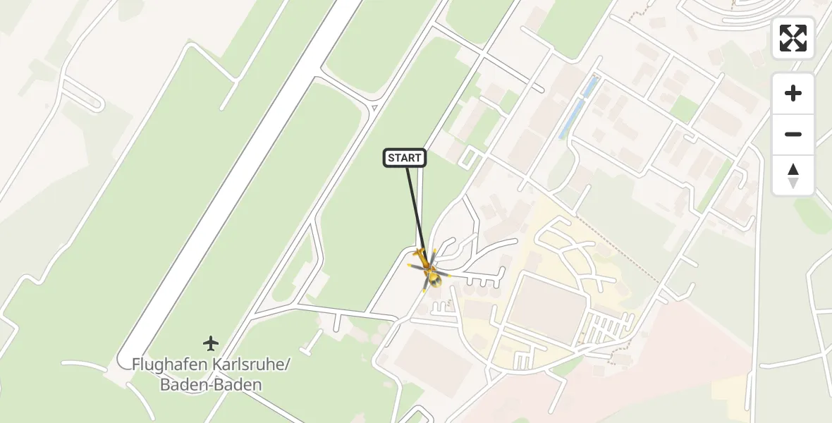 Flugroute Rettungshubschrauber Karlsruhe Baden-Baden Flughafen - Karlsruhe Baden-Baden Flughafen, 16 Oktober 2026, 19:17