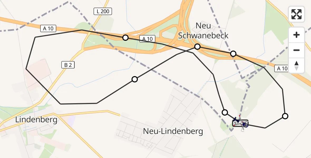 Flugroute Polizeihubschrauber Ahrensfelde Hubschrauberlandeplatz - Ahrensfelde Hubschrauberlandeplatz, 16 Oktober 2026, 20:26