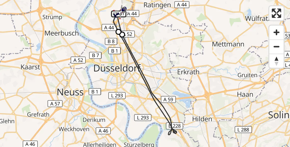 Flugroute Polizeihubschrauber Düsseldorf Flughafen - Düsseldorf Flughafen, 17 Oktober 2026, 06:02