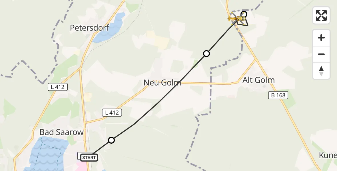 Flugroute Rettungshubschrauber Bad Saarow Hospital - Rietz-Neuendorf, 17 Oktober 2026, 06:28