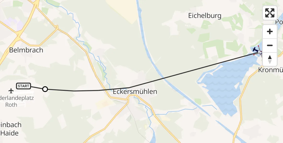 Flugroute Polizeihubschrauber Flugplatz Roth - Allersberg, 17 Oktober 2026, 07:22