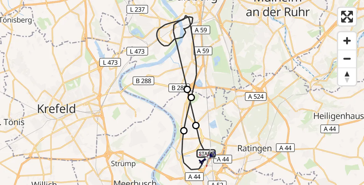 Flugroute Polizeihubschrauber Düsseldorf Flughafen - Düsseldorf Flughafen, 17 Oktober 2026, 07:56