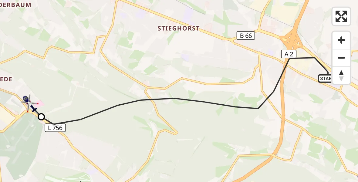 Flugroute Polizeihubschrauber Bielefeld - Luftrettungszentrum Bielefeld, 17 Oktober 2026, 08:26