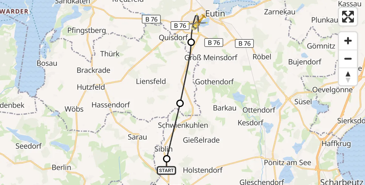 Flugroute Rettungshubschrauber Christoph 12 Luftrettungszentrum - Eutin, 17 Oktober 2026, 09:01