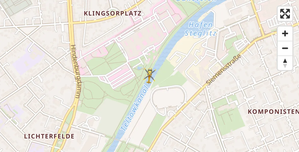 Flugroute Rettungshubschrauber Charité Clinic Benjamin Franklin Campus - Charité Clinic Benjamin Franklin Campus, 17 Oktober 2026, 09:09
