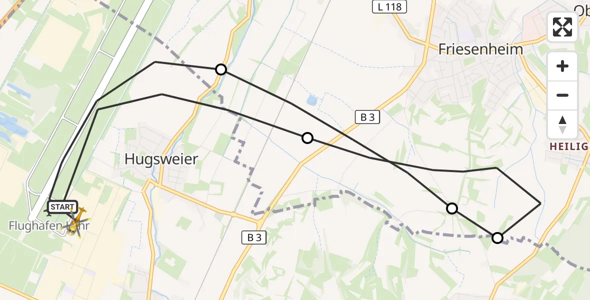 Flugroute Rettungshubschrauber Lahr Flughafen - Lahr Flughafen, 17 Oktober 2026, 09:34