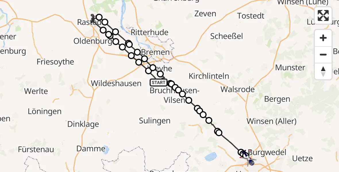 Flugroute Polizeihubschrauber Syke - Flughafen Hannover, 17 Oktober 2026, 09:57