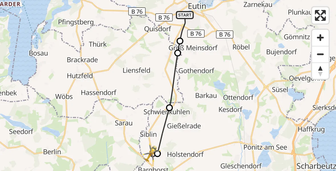 Flugroute Rettungshubschrauber Eutin - Christoph 12 Luftrettungszentrum, 17 Oktober 2026, 09:59