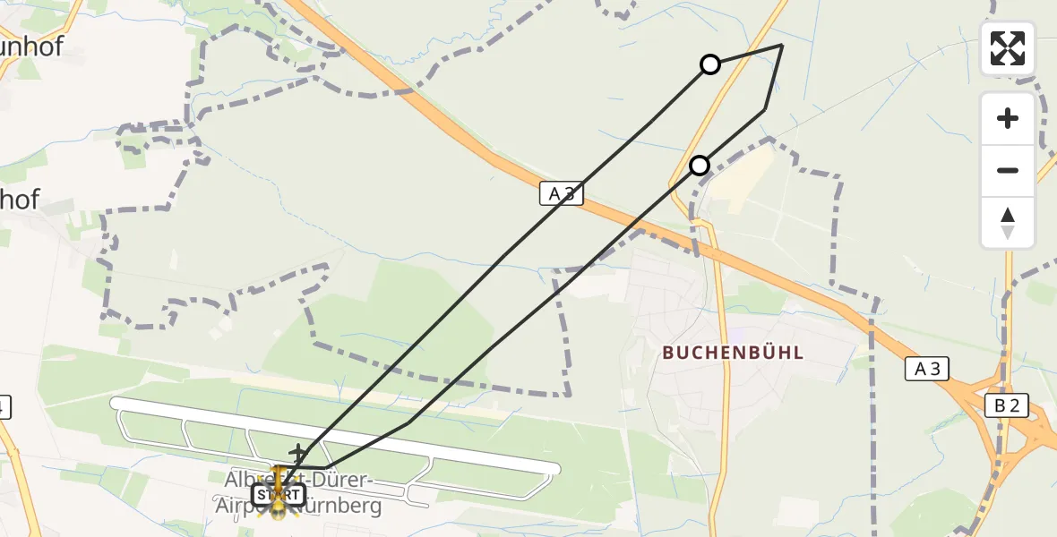 Flugroute Ambulanzhubschrauber Flughafen Nuremberg - Flughafen Nuremberg, 17 Oktober 2026, 11:46