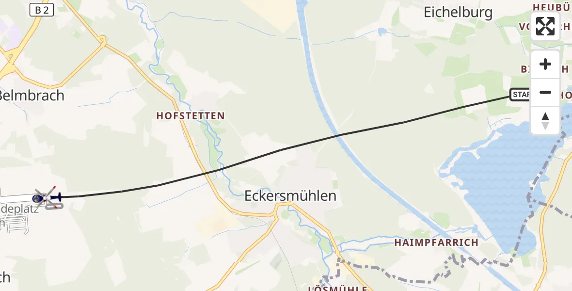 Flugroute Polizeihubschrauber Roth - Flugplatz Roth, 17 Oktober 2026, 11:53