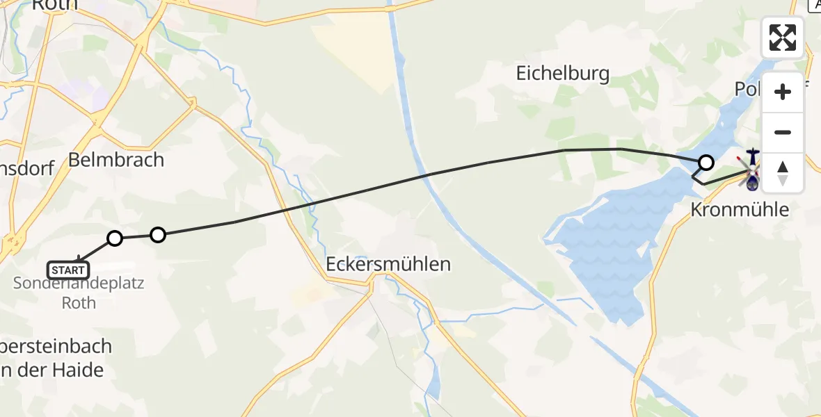 Flugroute Polizeihubschrauber Roth - Allersberg, 17 Oktober 2026, 12:11