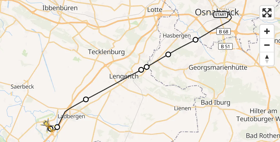 Flugroute Ambulanzhubschrauber Osnabrück - Christoph  Westfalen-ADAC, 17 Oktober 2026, 16:17