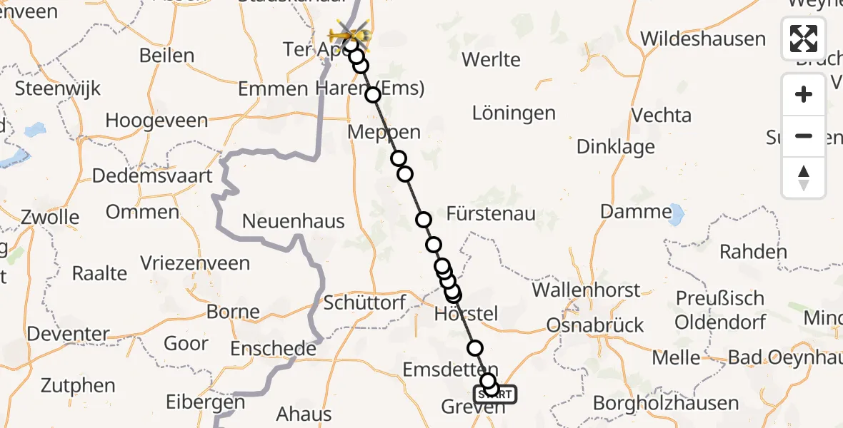 Flugroute Ambulanzhubschrauber Christoph  Westfalen-ADAC - Sustrum, 17 Oktober 2026, 16:48
