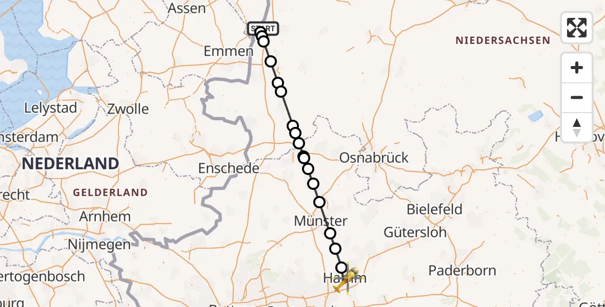 Flugroute Ambulanzhubschrauber Sustrum - Hamm, 17 Oktober 2026, 17:59