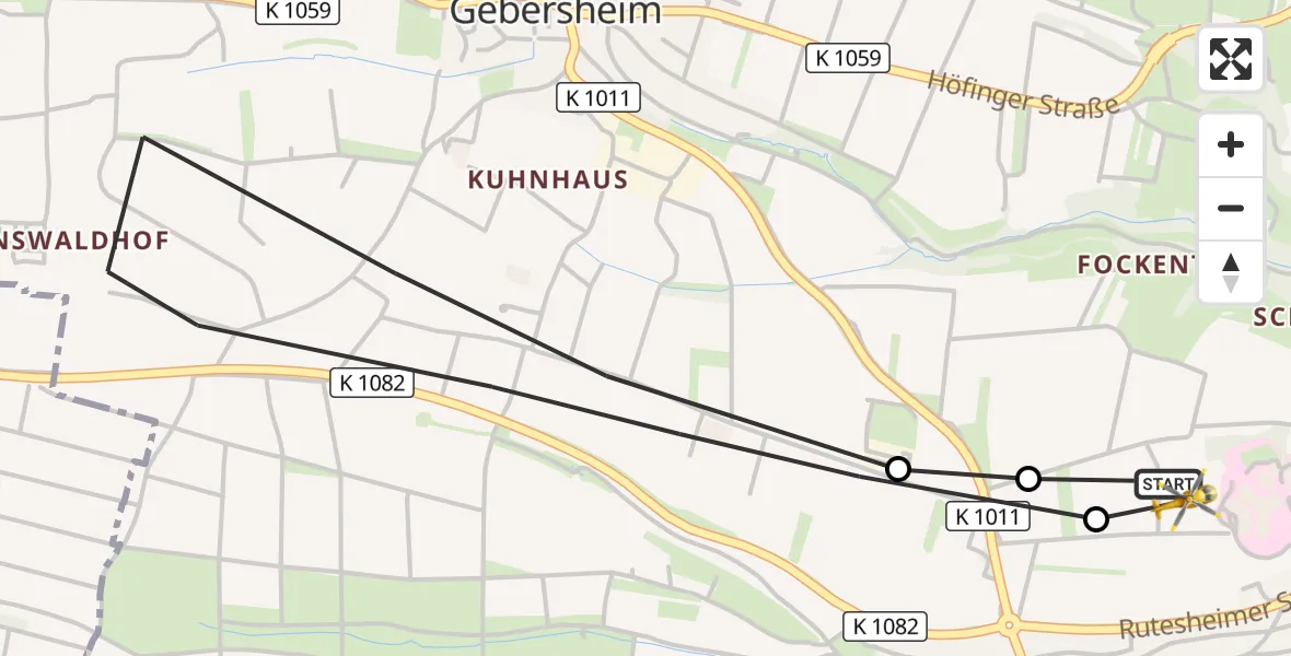 Flugroute Rettungshubschrauber Leonberg Hospital - Leonberg Hospital, 18 Oktober 2026, 06:34