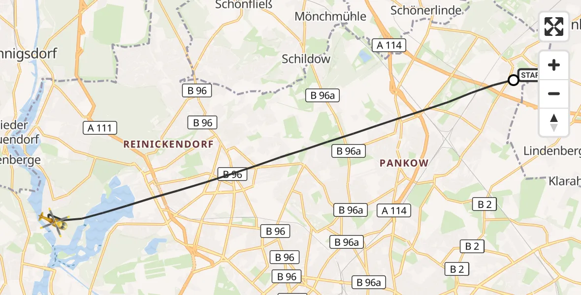 Flugroute Rettungshubschrauber Helios Clinic Berlin-Buch - Berlin, 18 Oktober 2026, 09:06