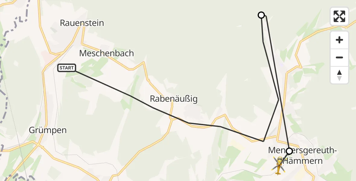 Flugroute Rettungshubschrauber Frankenblick - Frankenblick, 18 Oktober 2026, 09:18