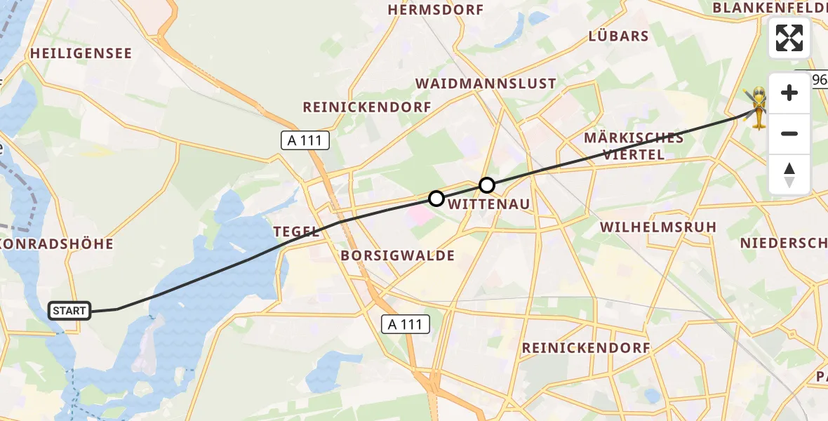 Flugroute Rettungshubschrauber Berlin - Berlin, 18 Oktober 2026, 09:44