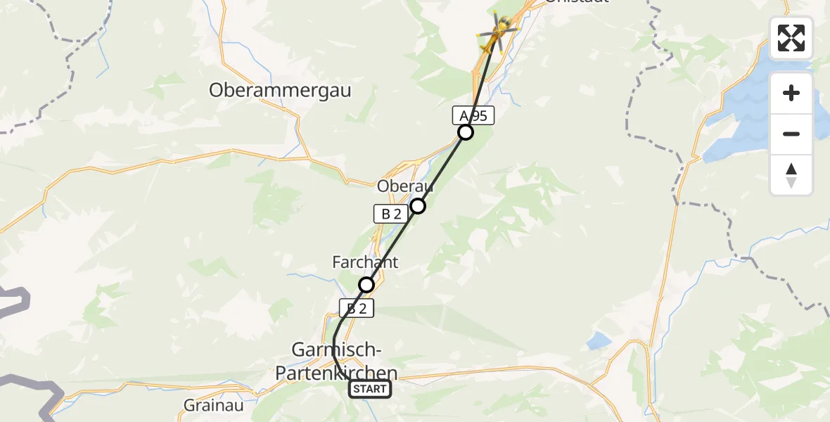 Flugroute Rettungshubschrauber Garmisch-Partenkirchen - Eschenlohe, 18 Oktober 2026, 09:58