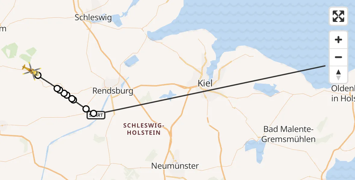 Flugroute Ambulanzhubschrauber Hörsten - Stapel, 18 Oktober 2026, 10:26