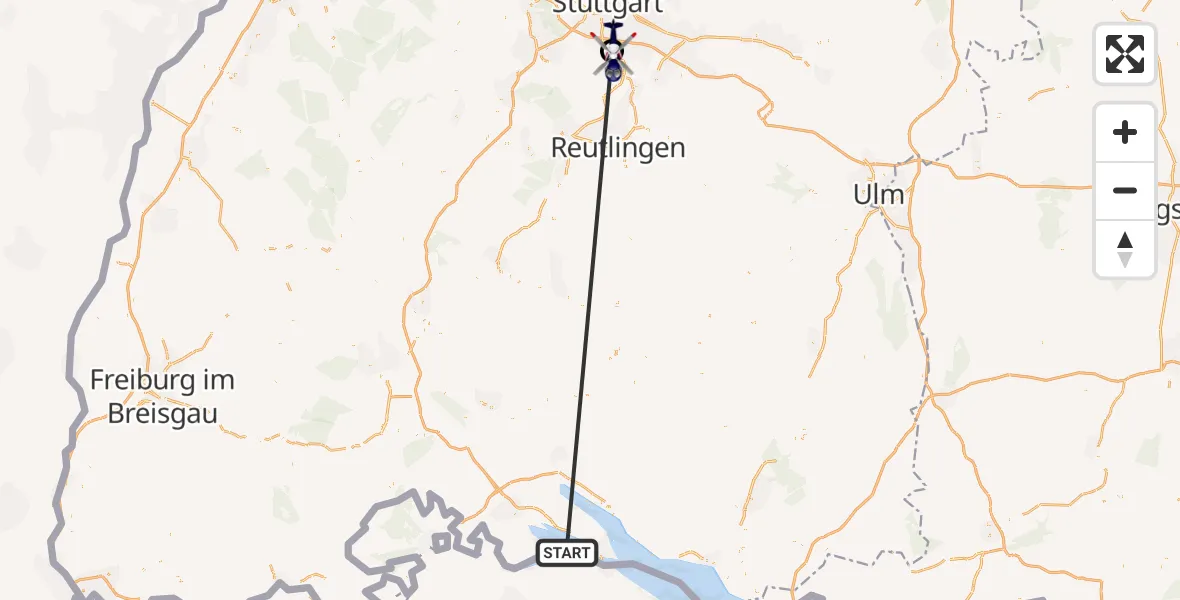 Flugroute Polizeihubschrauber Reichenau - Flughafen Stuttgart, 18 Oktober 2026, 11:12