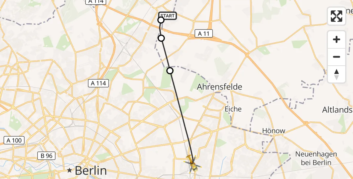 Flugroute Rettungshubschrauber Helios Clinic Berlin-Buch - Berlin, 18 Oktober 2026, 11:50
