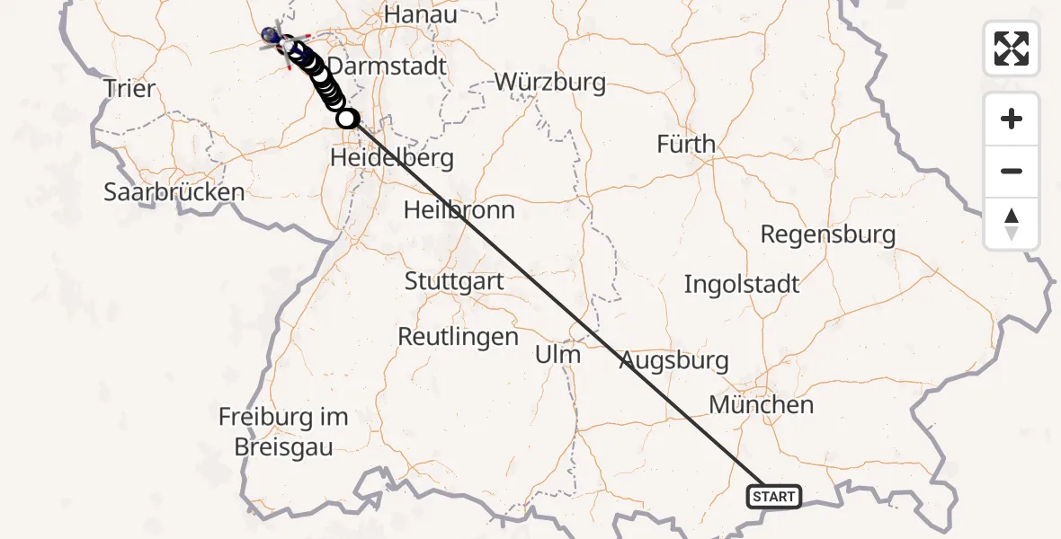 Flugroute Polizeihubschrauber Kreuth - Rüdesheim am Rhein, 18 Oktober 2026, 12:04