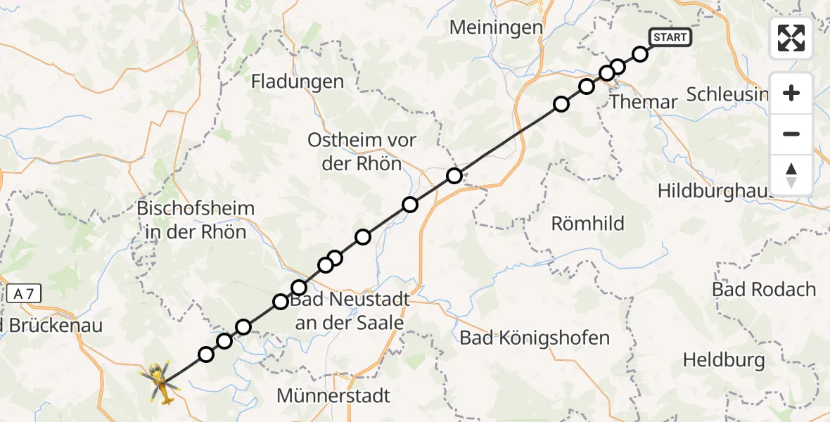 Flugroute Rettungshubschrauber Grub - Burkardroth, 18 Oktober 2026, 12:06