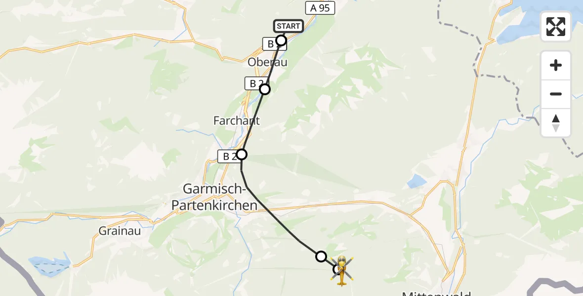 Flugroute Rettungshubschrauber Eschenlohe - Mittenwald, 18 Oktober 2026, 13:08