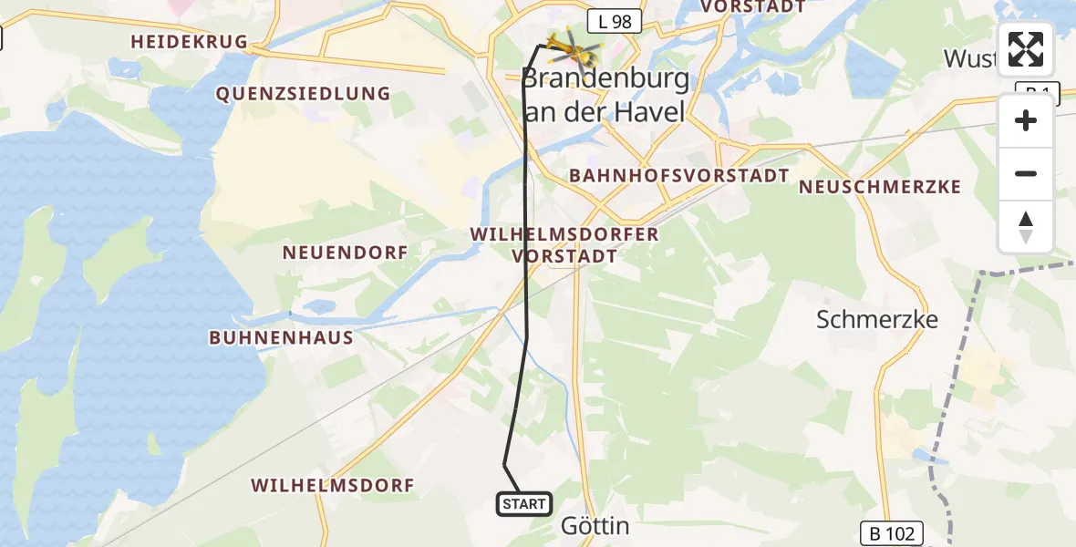 Flugroute Rettungshubschrauber Brandenburg an der Havel - Brandenburg an der Havel, 18 Oktober 2026, 13:33