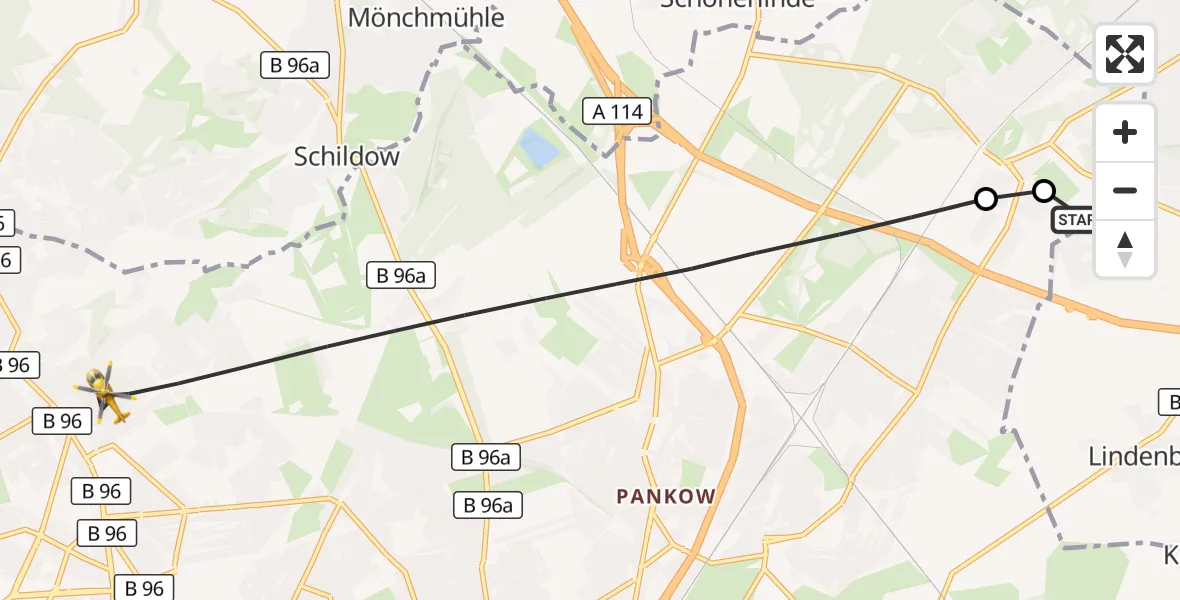 Flugroute Rettungshubschrauber Helios Clinic Berlin-Buch - Berlin, 18 Oktober 2026, 13:48